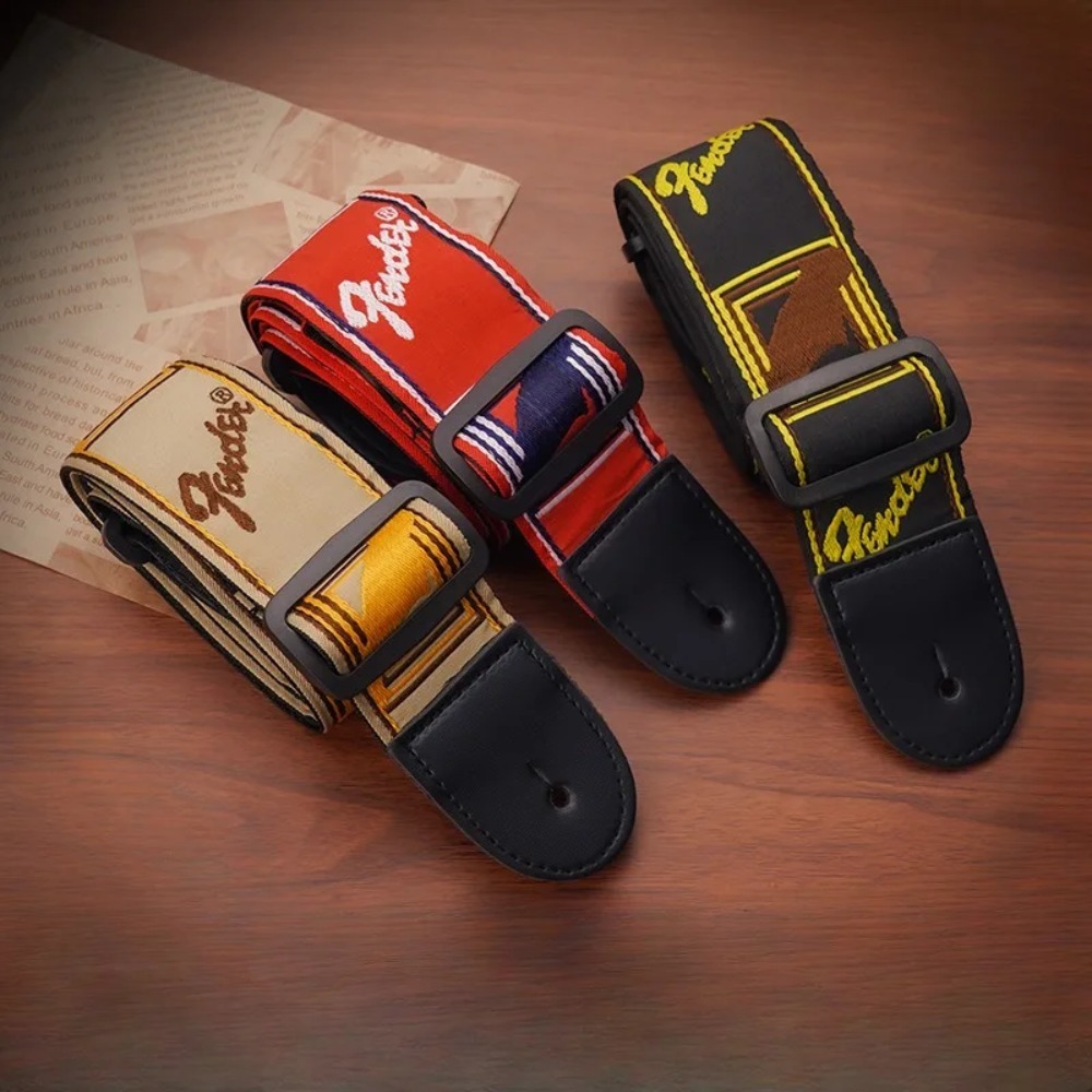 Leather Classic Strap - 1pc Embroidery Guitar Strap Leather Acoustic