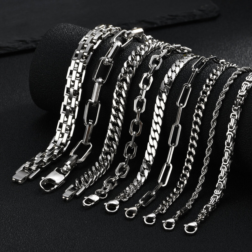 Punk Silver Color Men's Chain  - огляд і ціна Ceramic Link Bracelet