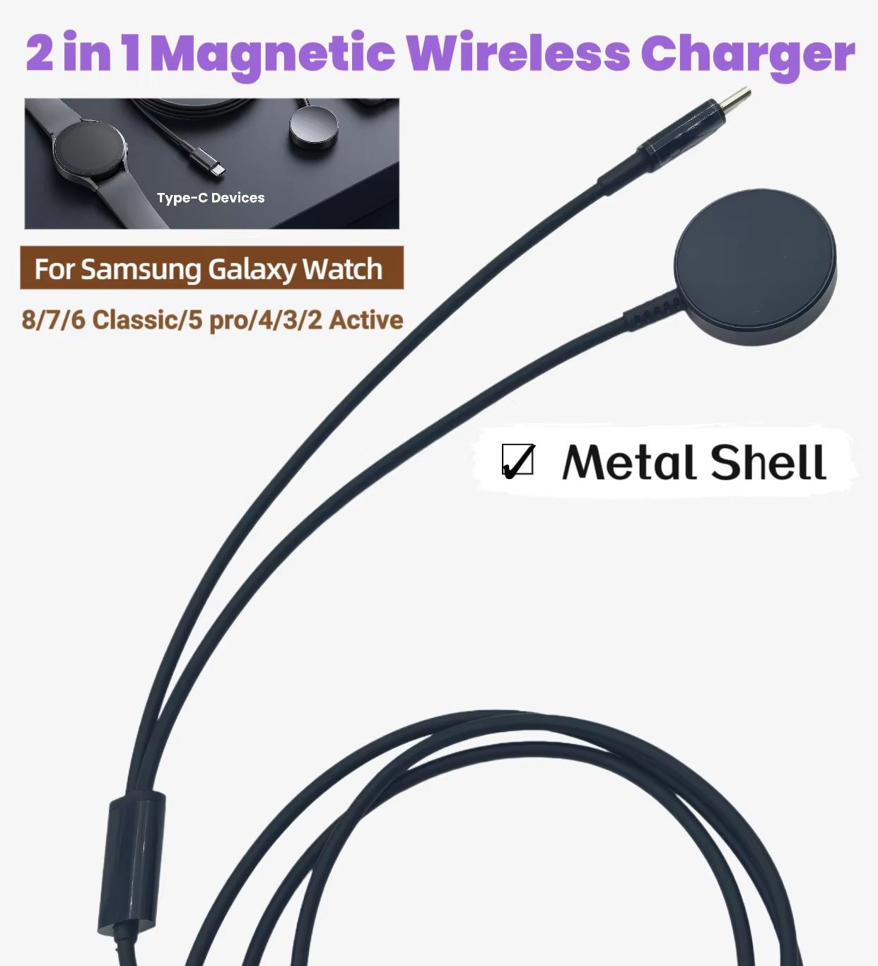 Type-C 2-in-1 Magnetic Wireles - огляд і ціна Watch Charger Cable