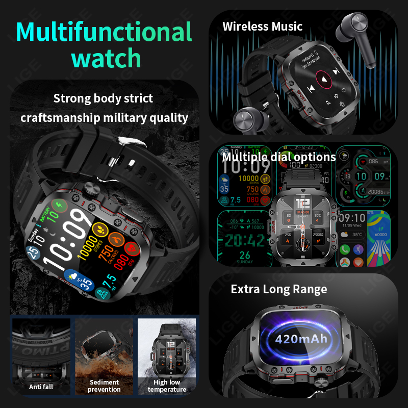LIGE Outdoor Smart Watch Men 2 - огляд і ціна Smartwatch Face
